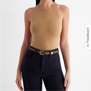 Tan Fitted Sleeveless Bodysuit